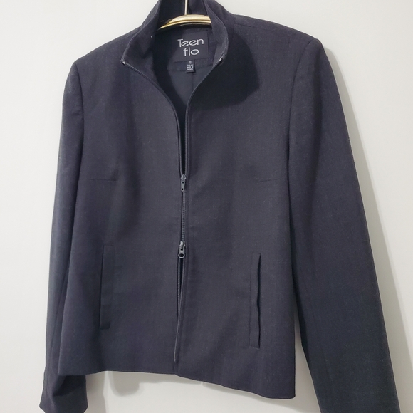 Teen Flo Graphite Wool Blend Short Jacket Size 10 - Picture 3 of 7